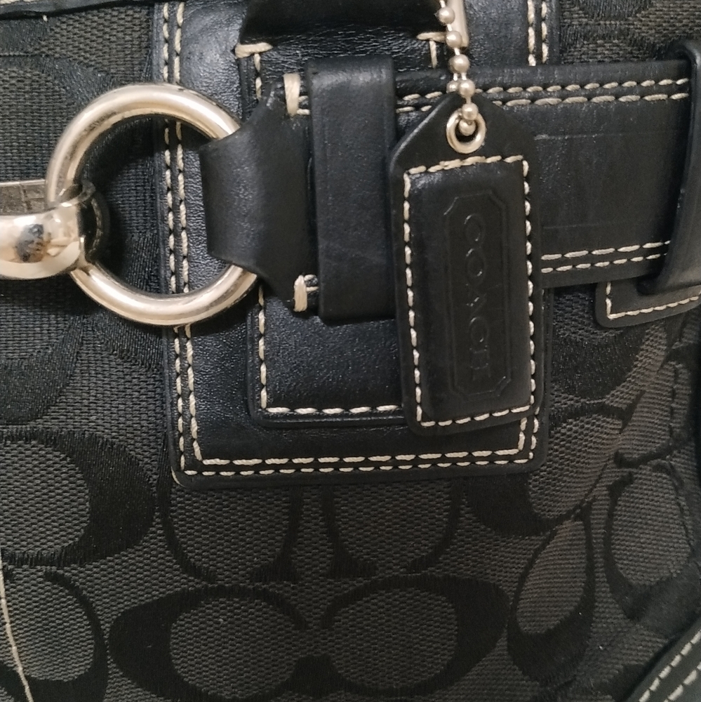 Coach Hampton Signature Black Canvas Satchel Handbag Shoulder bag - Picture 4 of 17
